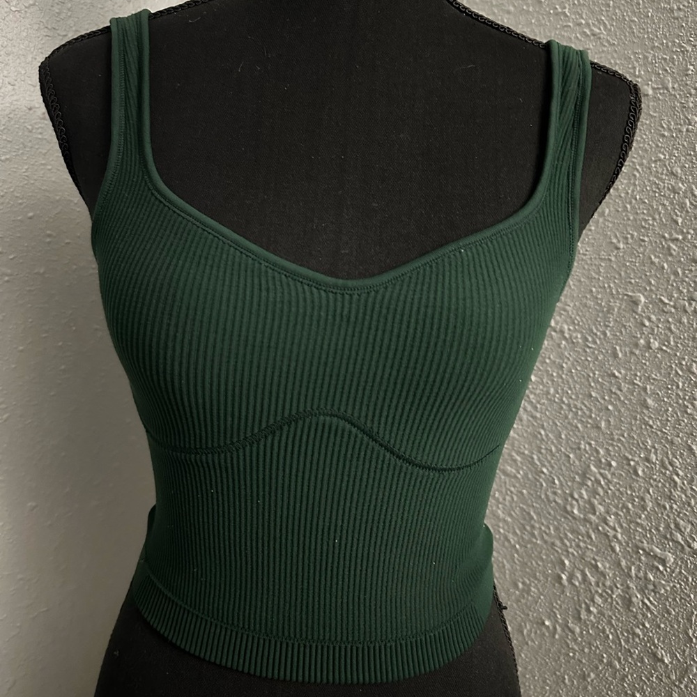 Amazon Dark Green Ribbed Crop Top